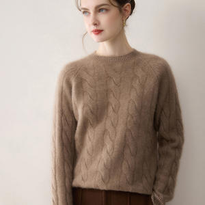 100% кашемировый женский свитер с круглым вырезом, толстый зимний кашемировый трикотажный базовый слой, пуловер, OEM, индивидуальный цвет и размер - Product Image 5
