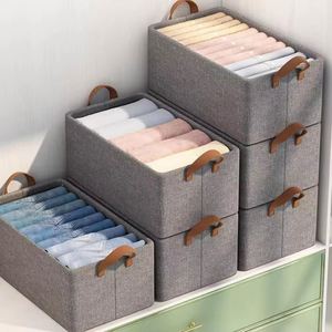 Creative Products 2024 Eco Friendly Wardrobe Underwear Organizers Nature Cotton Linen <b>Folding</b> <b>Storage</b> <b>Box</b> Bin for Clothes Socks - Product Image 4