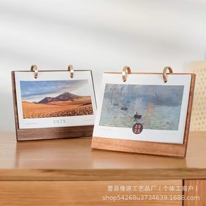 Custom Photo Wooden Desk <b>Calendar</b> 2025 Retro Design For Office Home Decor Gift - Product Image 1