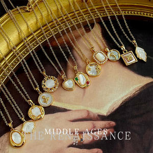 Collier vintage plaqué or véritable 18 carats, chaîne de clavicule papillon <span class=keywords><strong>en</strong></span> coquillage médiéval, accessoire rétro haut de gamme tendance - Product Image 1