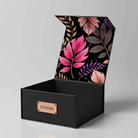 Boîte cadeau en papier magnétique noire avec logo personnalisé Boîtes d'emballage rigides et pliantes recyclables avec couvercle magnétique Boîtes cadeaux pliantes
