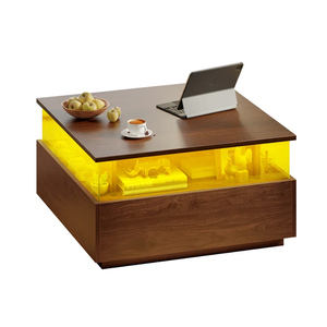 <b>Square</b> Office Modern Led Wabi Sabi Smart <b>Coffee</b> <b>Table</b> Dinning <b>Black</b> Smart <b>Coffee</b> <b>Table</b> - Product Image 2
