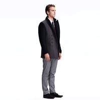 Caban en laine manteau de veste en laine militaire d'hiver pour hommes caban noir