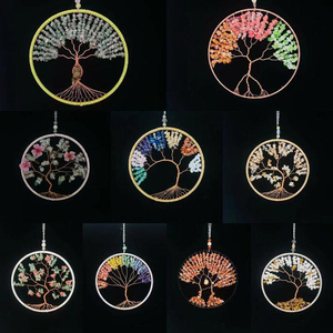 Piedra colorida Árbol de la vida tejido hogar regalo cobre seda grava colgante tallado a mano cristal Chip <span class=keywords><strong>Jade</strong></span> y amatista modelo artesanal - Product Image 3