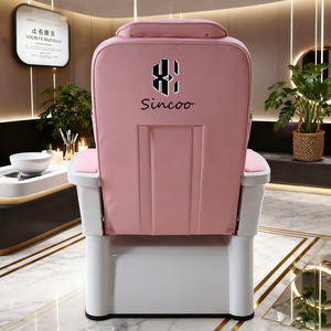 Luxury <b>Pink</b> Adjustable <b>Vibration</b> Multifunctional Spa Pedicure Chair Stainless Steel Glass Basin Drain LED Lamp for Beauty Salon - Product Image 5