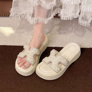 Nuevo Estilo de Zapatos Casuales de Plataforma con Suela Gruesa y Parte Superior de Tela Elástica y PU para Mujer, Ideales para Primavera y Verano con Protección Solar - Product Image 2