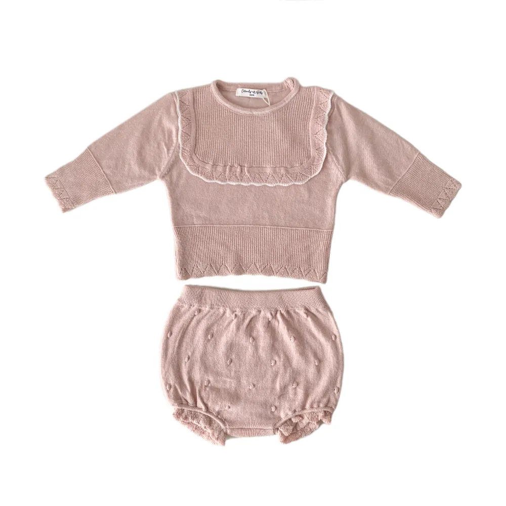 Mùa xuân mùa thu trẻ sơ sinh bé Quần áo Set Toddler Đan Áo len dệt kim quần áo bé gái