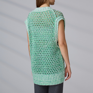 Chaleco de punto personalizado OEM, top sin mangas con cuello en V y malla hueca para mujer - Product Image 6