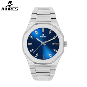 Stainless Steel Bezel Quartz Watch Factory Custom Logo Classic Waterproof Movement Wristwatches Black Blue Dial Men Watch