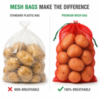 PP Geweven Leno Mesh Produce Zak voor Ui, Aardappel, Fruit, Brandhout, geventileerd, ademend, heavy duty, groothandel