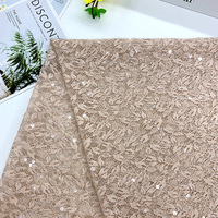 Tissu de Dentelle Africaine avec Perles et Paillettes, Tissu de Dentelle Sequin Chantilly Transparent, Fleur Broderie pour Vêtements