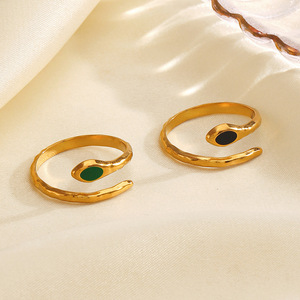 YWXS moda Popular broma 18K oro Acero inoxidable Retro étnico serpiente anillo nicho Hip-hop negro goteo serpiente anillo al por mayor - Product Image 2