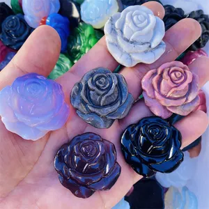 批发天然石材水晶雕刻花形水晶玫瑰礼品