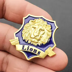 Broche de lapela, emblema de metal para clube de clubes de lapela com pinos de esmalte para segurança dos fabricantes