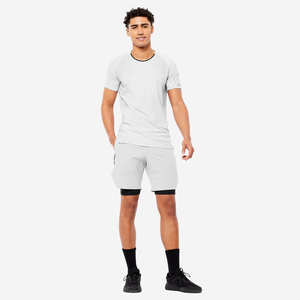 กางเกงว่ายน้ำชายแบบลำลอง ระบายอากาศได้ดี น้ำหนักเบา ผ้าคอร์ดูรอย ปิดด้วยเชือกผูก เหมาะสำหรับการฝึกซ้อมแบบครอสเทรนนิ่ง สีเทาเซลเลียนท์ - Product Image 3