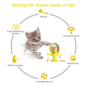 Intelligence Interactive Slow Feeder Puzzle for Cats and Dogs Windmill Turntable Cat Dog Food Leaker Toy Funny Windmill Cat Toy - Product Image 3