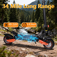 Scooter Eléctrico Plegable de Alta Potencia de 1600 W para Adultos, Alcance de 34 Millas, Velocidad de 55 KM/H, 48 V, 21 Ah