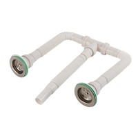 Tuyau d'évacuation flexible et extensible HJSJ blanc de 80 cm pour évier de buanderie, lavabo à légumes, raccord en T droit à bride, sortie directe