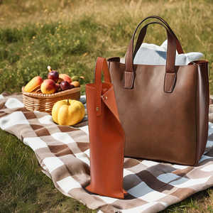 Borsa Termica Portatile in Pelle per Bottiglia di Vino, Elegante <span class=keywords><strong>Zaino</strong></span> per Singola Bottiglia, Impermeabile, Ideale per Campeggio - Product Image 2