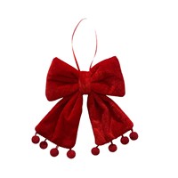 3 Größen Rote Samtschleife Weihnachtsschmuck mit Pompons Klassische Innendekoration 7 Zoll Handgefertigte Feiertagsdekoration nach Maß