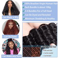 Extensiones de Cabello Humano Virgen 100% de Donante Único 15A, Ondulado Profundo, Doble Trama a Máquina, Paquete a Granel, Puede Permanecer Rizado, para Mujeres Negras