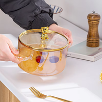 LOMATO – Nouvelle marmite à soupe en verre borosilicate épais, design ours mignon, deux anses, bol à nouilles, pot à lait, compatible induction