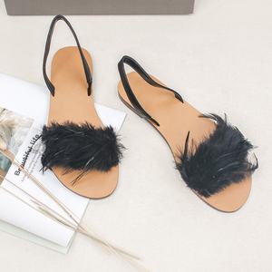 2025 verano nueva tendencia de moda pluma Real y fábrica al por mayor Sandalias planas para mujeres - Product Image 4