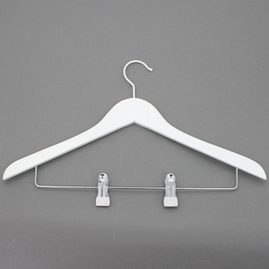 Cintre en bois antidérapante enfants, combinaison de cintre en bois blanc avec Clips - Product Image 3