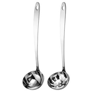 Cuillère de cuisine en acier inoxydable à long manche, louche à soupe durable avec trou de suspension pour usage en cuisine et <span class=keywords><strong>restaurant</strong></span> - Product Image 1