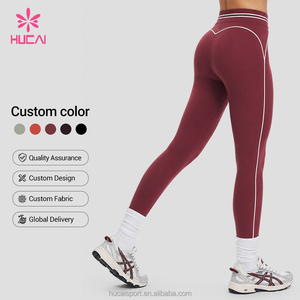 Leggings de yoga et de fitness pour femmes, personnalisés OEM, taille haute, effet push-up fessier, résistants aux squats, avec coutures contrastées - Product Image 1