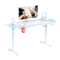 Bureau de jeu ergonomique réglable Beisijie, bureau d'ordinateur électrique RGB, bureau de jeu, table blanche