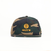 Hete Aanbieding Modieuze Ongevormde Pet met Aangepaste Borduurlogo Camo Platte Klep 5 Panel Snapback Cap