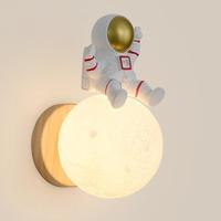 Lampe murale LED 3D astronaute en résine, style nordique minimaliste, pour chambre d'enfant postmoderne, avec motif lune et ours mignon