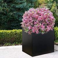 Pot Tanaman Persegi Modern Ramah Lingkungan Berlapis Bubuk untuk Penggunaan Dalam/Luar Ruangan Zona Penampungan Air Batas Penyiraman 39.5x39.5x43.5 cm
