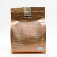 Sachet d'emballage personnalisé haut de gamme en BOPP 150g 250g, haute barrière, souple, anti-UV, à fond plat, de qualité alimentaire pour aliments pour animaux (chiens et chats), avec fermeture éclair réutilisable