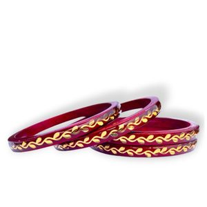 Danta GEMS Lac bangles อินเทรนด์หรูหราการออกแบบใบไม้สีทองแบบดั้งเดิมชุดเครื่องประดับฮินดูชาติพันธุ์แบบดั้งเดิมสำหรับงานแต่งงานเทศกาล - Product Image 2