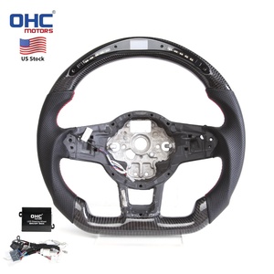 Volante LED de Fibra de Carbono Real para VW Mk7 Mk7.5 Golf <span class=keywords><strong>Gti</strong></span> Jetta <span class=keywords><strong>Polo</strong></span> 2015-2020 con Indicador LED Línea Roja/Azul (Envío desde Almacén en EE. UU.) - Product Image 1