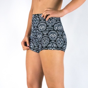 Shorts de Yoga de Cintura Alta para Mujer, Estampado de Calavera, Spandex, Poliéster, Elásticos en Cuatro Direcciones, Ropa Deportiva, Shorts de Fitness - Product Image 1