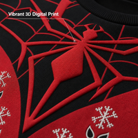 Pull de Noël à motif d'araignée, imprimé numérique 3D, pull de fête, motif flocon de neige, tricot unisexe personnalisé