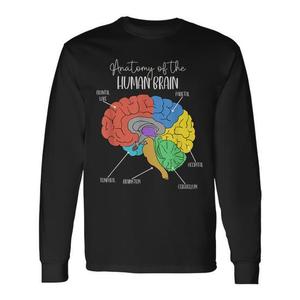T-shirt à manches longues avec diagramme de l'anatomie du cerveau humain, neurologie, cerveau coloré - Product Image 1