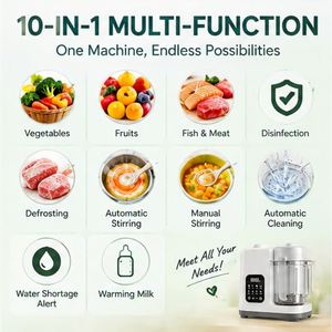 Robot culinaire pour bébé en verre de haute qualité, silencieux, avec chauffe-biberon et cuiseur vapeur pour purées, pour la maison, la voiture et le camping-car - Mixeur multifonctionnel pour nourrissons - Product Image 5