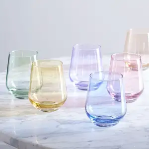 Copo de vidro colorido feito à mão em forma de ovo para bebidas sem haste, copo de água mais vendido