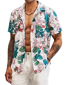 Chemise Hawaïenne <span class=keywords><strong>Homme</strong></span> à Boutons, Manches Courtes Tricotées, Imprimée, Séchage Rapide, Idéale Plage et Été - Product Image 2