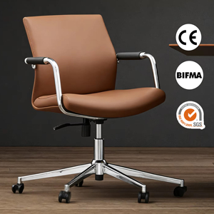 Modern Ergonomic Swivel <strong>Chair</strong> Mid <strong>Back</strong> Lumbar <strong>Support</strong> Rolling Wheels Comfortable Office Meeting Room Staff Furniture - Product Image 1