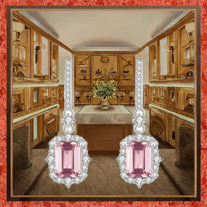 Boucles d'oreilles pendantes couronne vintage en argent sterling 925 avec zircone morganite taille émeraude, bijoux fins personnalisés pour femme, vente en gros pour mariage - Product Image 2