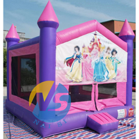 Château Gonflable Rose Princesse 13x13 avec Panneaux Décoratifs et Bannière pour Fêtes d'Enfants - Idéal pour Filles - En Vente