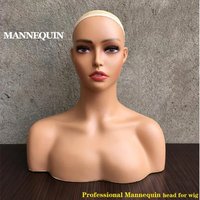 Mannequin Tête en Plastique avec Buste, Support pour Perruques et Présentoir à Bijoux