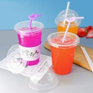 Trendz 사용자 정의 로고 일회용 투명 콜드 커피 컵 생분해 성 PLA 16oz 뚜껑이있는 아이스 커피 밀크 쉐이크 슬러시 용 플라스틱 컵 - Product Image 3