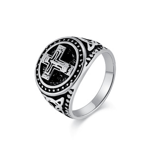 Men's <b>Titanium</b> Steel Cross <b>Ring</b> Gold <b>Black</b> Silver Daily Wear Jewelry Punk Style Fashion <b>Ring</b> - Product Image 5