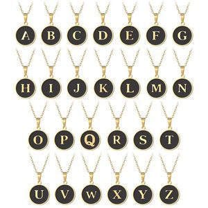 Fashion <b>Stainless</b> <b>Steel</b> 18K Gold Plated Round Shell <b>Necklace</b> Light Luxury Jewelry letter A-Z Pendant Chain <b>Necklaces</b> <b>Men</b> Gift - Product Image 1